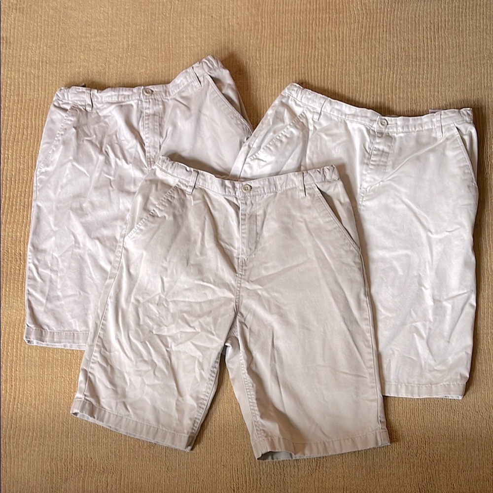 Old Navy Uniform khaki shorts with adjustable waist band. 18 Husky. (3 pairs)